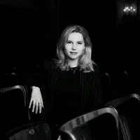 Studio press portrait, black and white